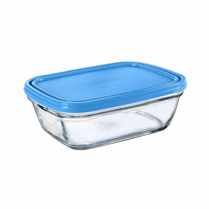 Rechthoekige lunchbox met deksel Duralex Freshbox Blauw 1,1 L