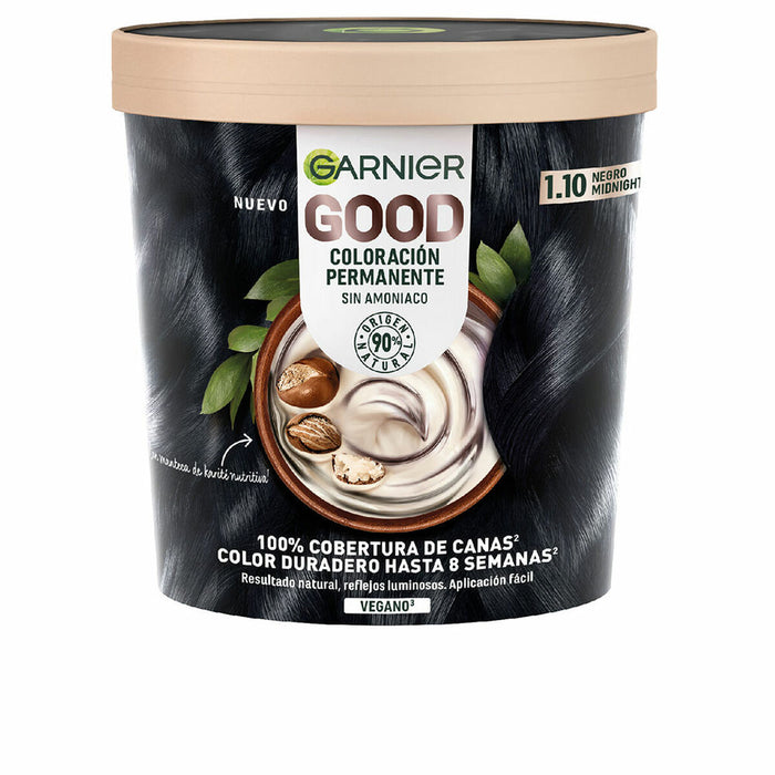 Permanente kleurcrème Garnier Good Nº 1.10 Negro Midnight 217 ml Geen ammoniak
