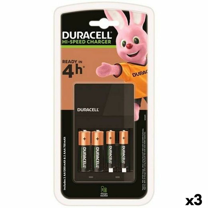 Chargeur + Piles Rechargeables DURACELL (3 Unités)