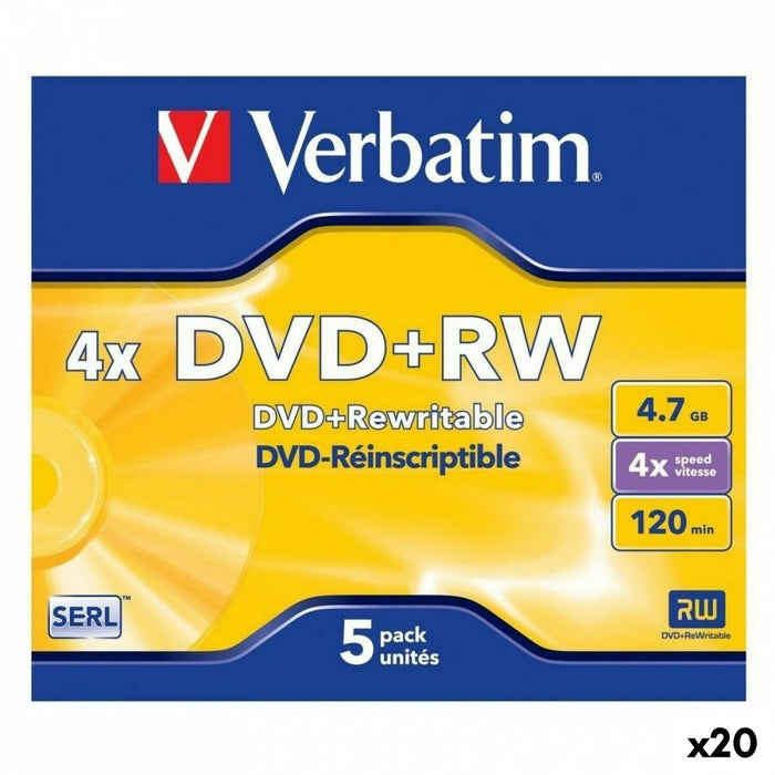 DVD+RW Verbatim 4,7 GB 4x 5 Onderdelen (20 Stuks)