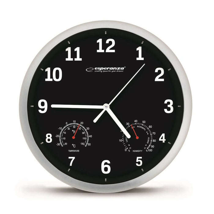 Muurklok Esperanza EHC016K Zwart Glas Plastic 25 cm