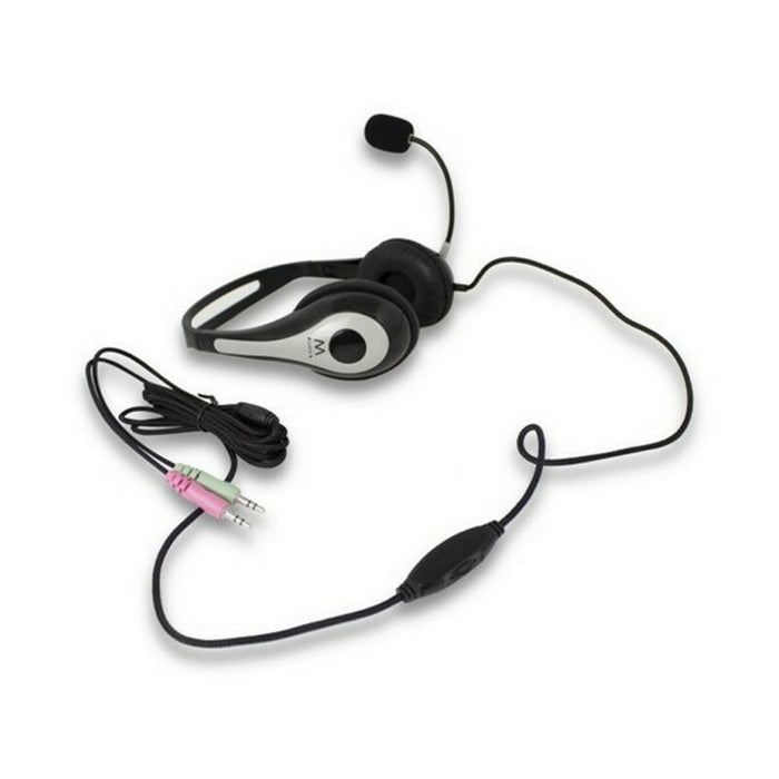 Hoofdtelefoon met microfoon Ewent EW3562 Zwart Zwart/Zilverkleurig