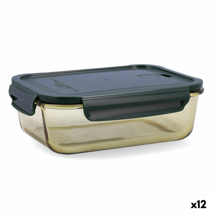 Hermetische Lunchtrommel Bidasoa Infinity Rechthoekig 1,5 L Geel Glas (12 Stuks)