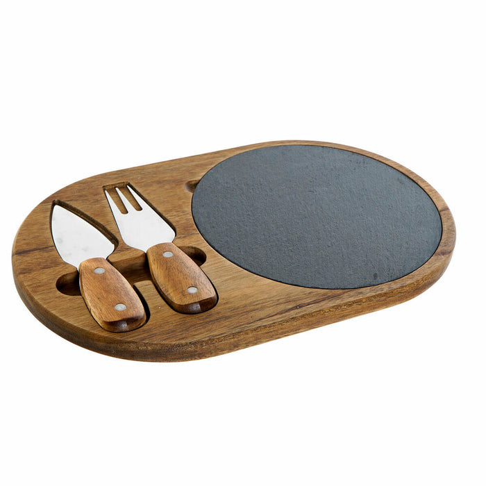 Planche à découper DKD Home Decor Acier inoxydable Ardoise Acacia (32 x 20 x 1.5 cm) (4 x 15 x 1,5 cm) (3 pcs)