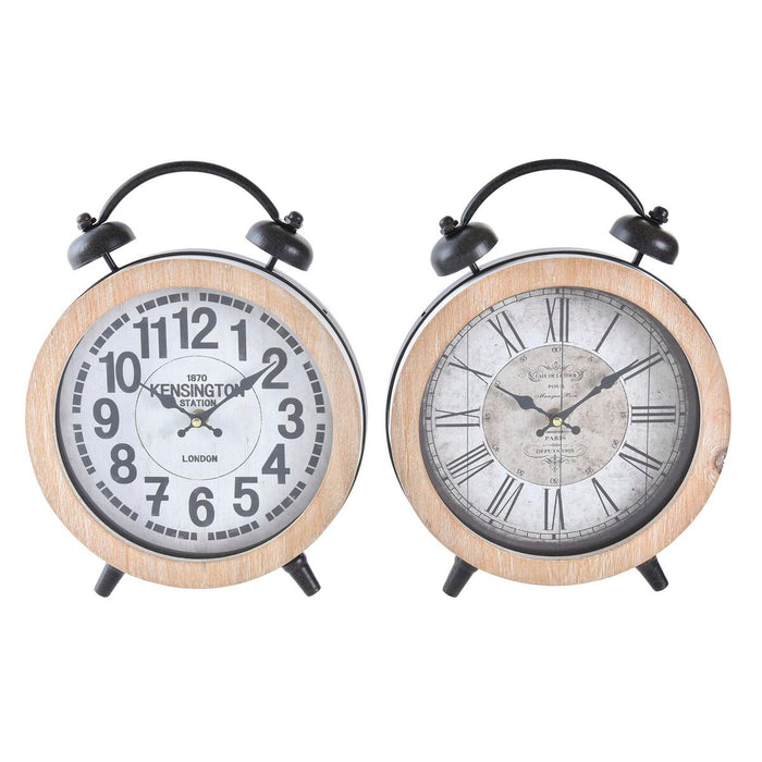 Horloge de table DKD Home Decor Blanc Naturel Traditionnel (2 Unités)
