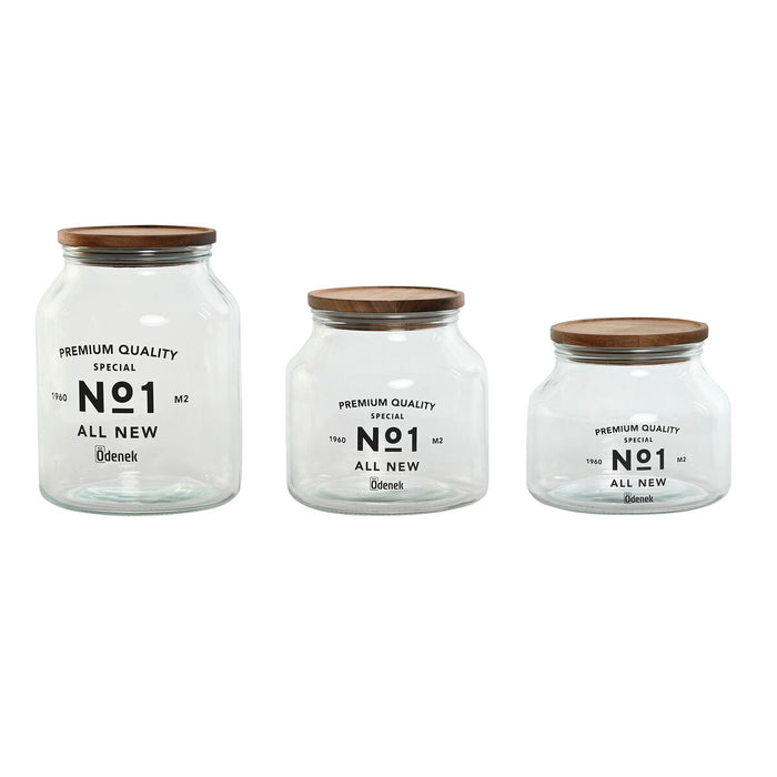 Set van 3 Potjes Home ESPRIT Natuurlijk Kristal Acacia 1,5 L 2 L 3 L 16 x 16 x 21 cm