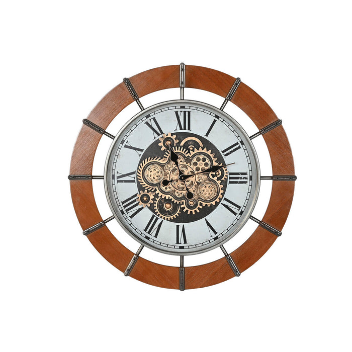 Muurklok Home ESPRIT Wit Natuurlijk Metaal Dennenhout Vintage 86 X 9,5 X 86 CM