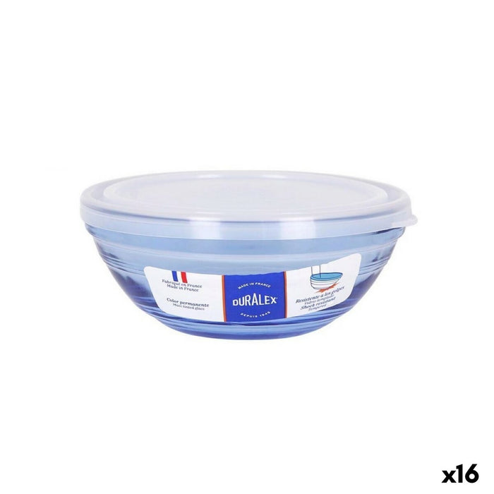 Round Lunch Box with Lid Duralex   Crystal Blue Ø 14 cm (16 Units)  