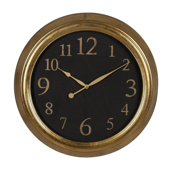 Horloge Murale Noir Doré PVC Verre Fer Bois MDF 47 x 5,5 x 47 cm