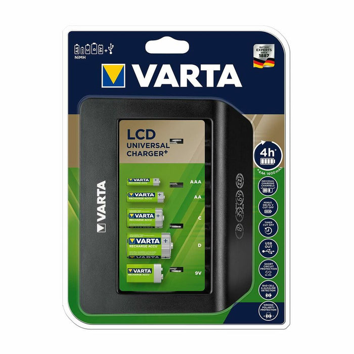 Batterijlader Varta LCD Universal Charger+ Soort C Soort D 1600 mAh 100-240 V