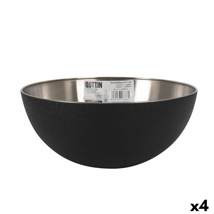 Saladekom Quttin   Zwart Zilverkleurig 29 x 12 cm Staal (4 Stuks)