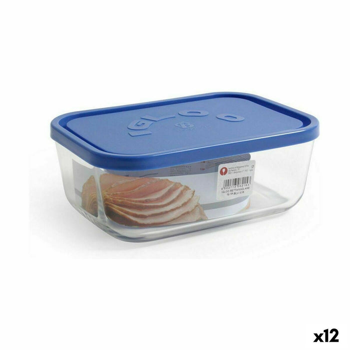 Lunchbox Borgonovo Blauw Rechthoekig 1,3 L 19 x 13,5 x 7,2 cm (12 Stuks)