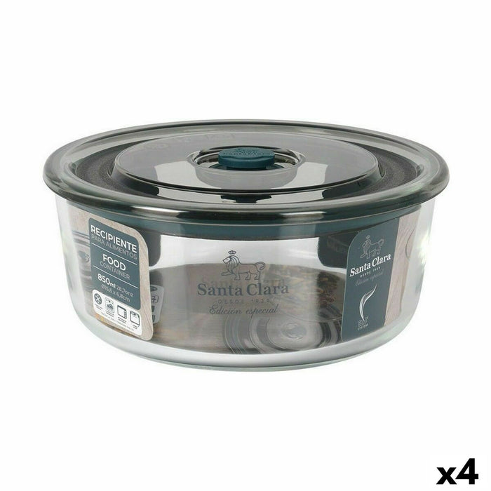 Hermetische Lunchtrommel Santa Clara Grijs 850 ml 15,6 x 6,8 cm (4 Stuks)