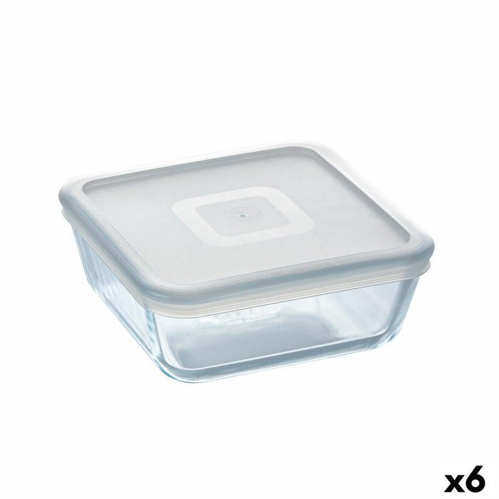 Square Lunch Box with Lid Pyrex Cook&freeze Transparent Glass Silicone 850 ml 15 x 15 x 6 cm (6 Units)