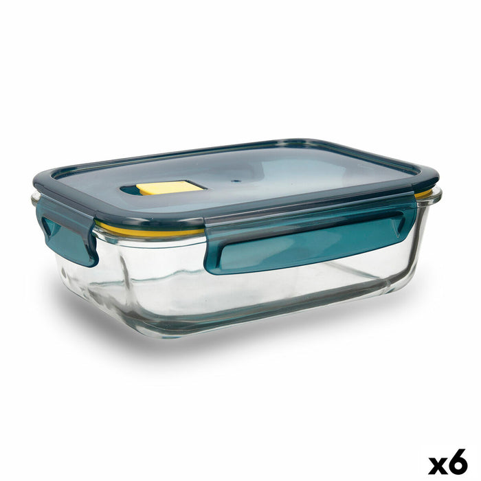 Hermetische Lunchtrommel Quid Astral Rechthoekig 1,04 L Blauw Glas (6 Stuks)