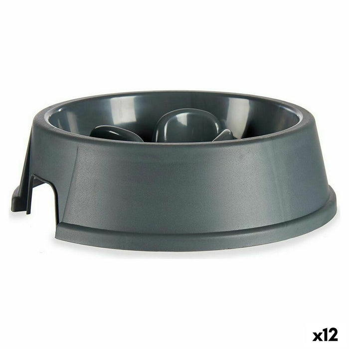 Slow Eating Food Bowl for Pets Mascow Anthracite Plastic 27 x 7,5 x 27 cm (12 Units)