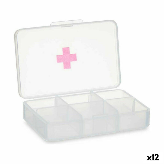 Pilulier avec Compartiments Berilo Transparent Plastique 11,5 x 18 x 2,2 cm 9 x 2,5 x 6 cm (12 Unités)