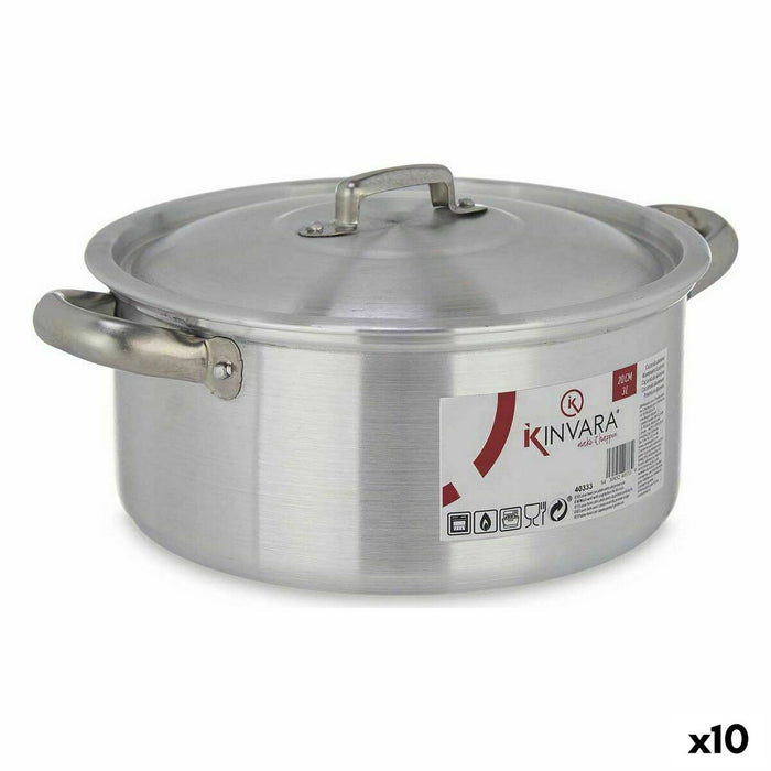 Casserole with lid Kinvara Silver 3 L 28 x 12,5 x 22 cm (10 Units)
