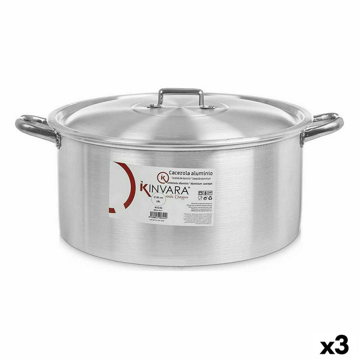Casserole with lid Kinvara Silver 18 L 48,5 x 22 x 39 cm (3 Units)