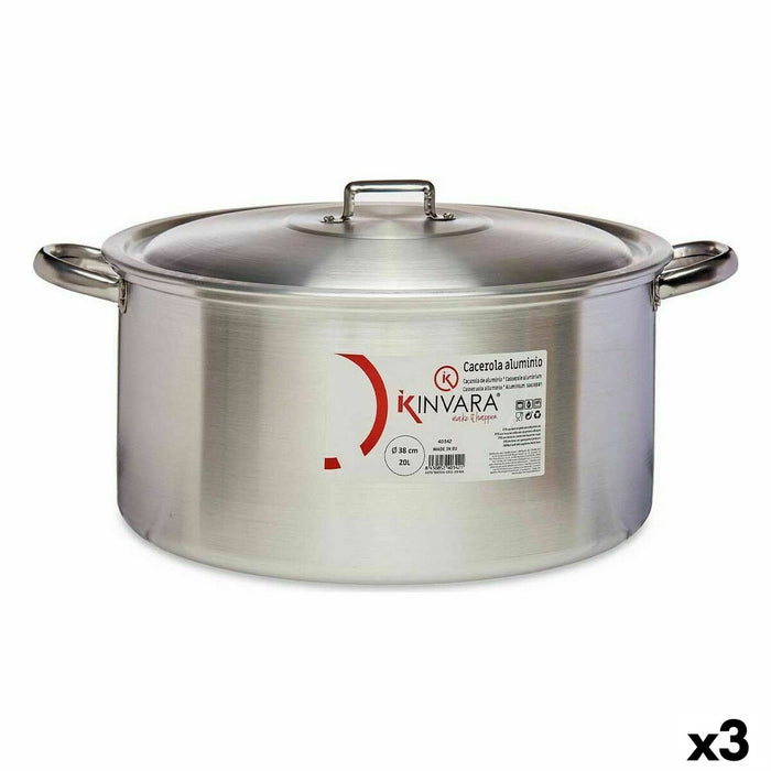 Casserole with lid Kinvara Silver 20 L 51 x 23 x 41 cm (3 Units)