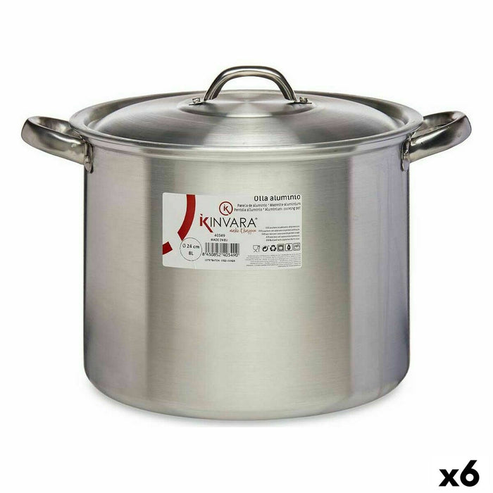 Casserole with Lid Kinvara Silver Aluminium 33 x 21,5 x 26 cm Ø 24 cm (6 Units)