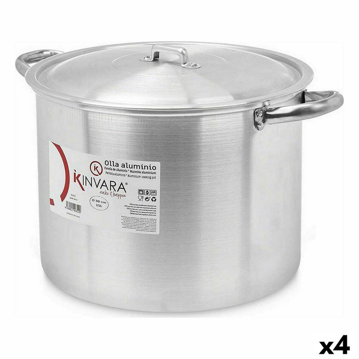 Casserole with Lid Kinvara Silver Aluminium 40 x 27 x 32 cm 42 x 27 x 32,5 cm Ø 30 cm (4 Units)