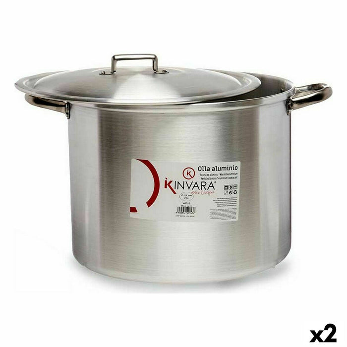 Casserole with Lid Kinvara Silver Aluminium 44 x 30 x 35 cm (2 Units)