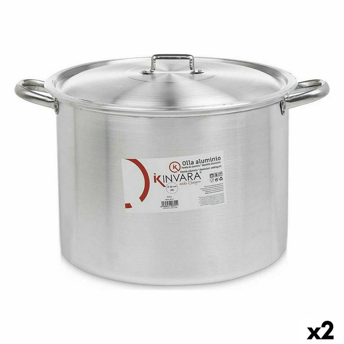 Casserole with Lid Kinvara Silver Aluminium 48,5 x 31 x 39 cm Ø 36 cm (2 Units)