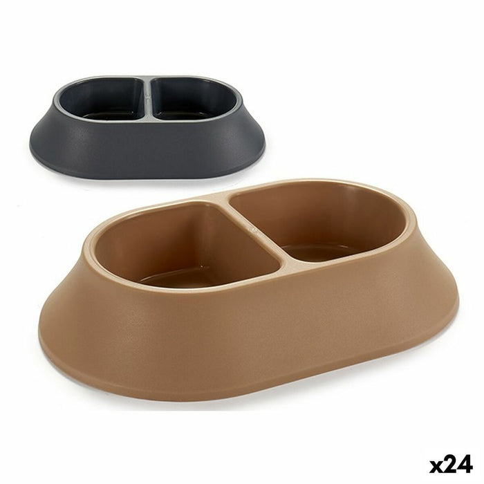 Pet feeding dish Mascow Brown Black Plastic 34,5 x 7 x 22,5 cm (24 Units)