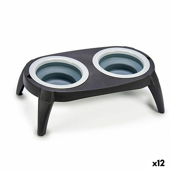 Pet feeding dish Mascow Black Silicone Plastic Foldable 9 x 39 x 9 cm (12 Units)