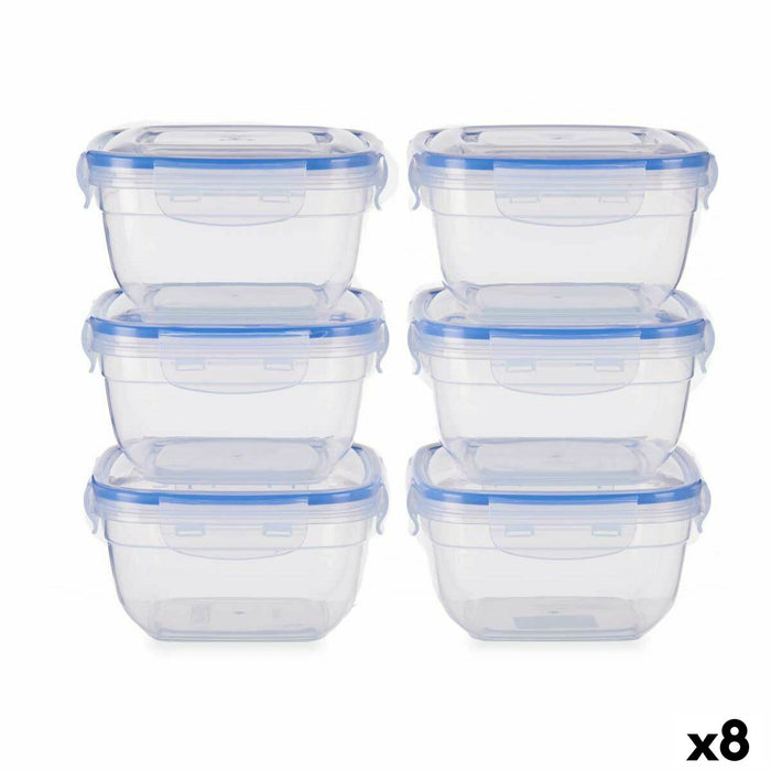 Set of lunch boxes Leknes Blue Transparent polypropylene Plastic 900 ml Hermetic (8 Units)