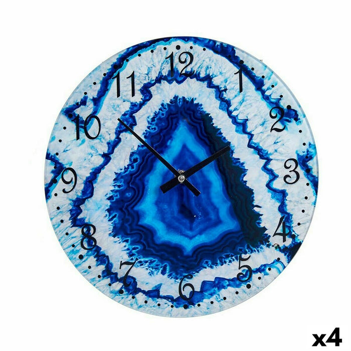 Muurklok Gift Decor 18S6903-N-CLK-30CM 18S6903-N-CLK-30CM Blauw Kristal Marmer 30 x 4 x 30 cm (4 Stuks)