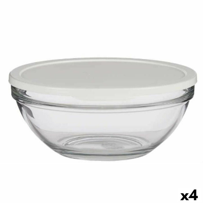 Round Lunch Box with Lid Pasabahce Chefs White 2,5 L (4 Units)