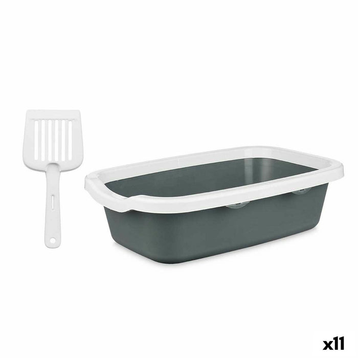 Cat Litter Box Mascow White Anthracite Plastic 25 x 11 x 2 cm 0,38 x 16 x 58,5 cm (11 Units)