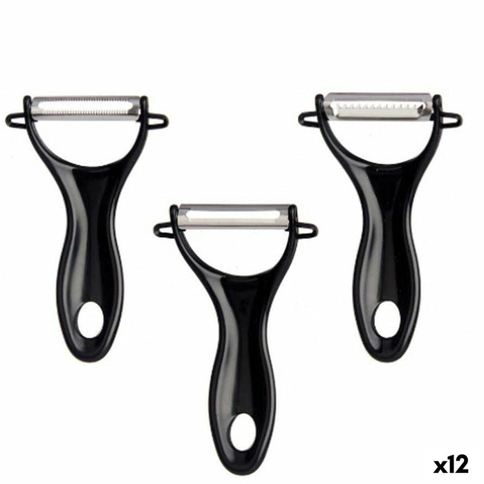 Éplucheur de Fruits et de Légumes Kinvara Noir Acier inoxydable polypropylène 9 x 20 x 3,5 cm 10,2 x 20 x 3,5 cm Lot (12 Unités)