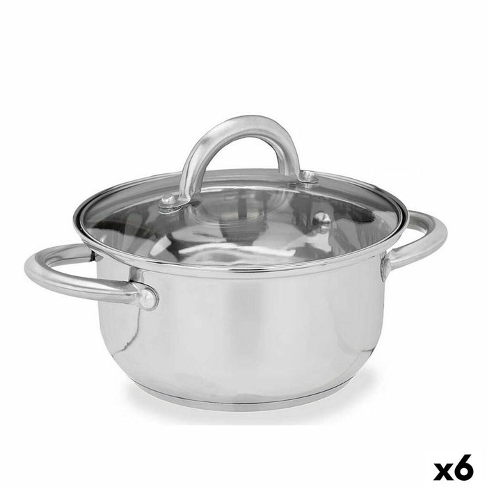 Casserole with glass lid Kinvara Transparent Silver 27 x 10 x 19,5 cm (6 Units)
