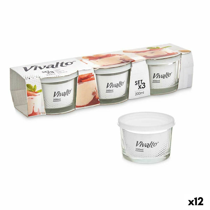 Set Lunchboxen Vivalto OCT-W37403 OCT-W37403 Transparant Glas Polypropyleen 200 ml (12 Stuks)