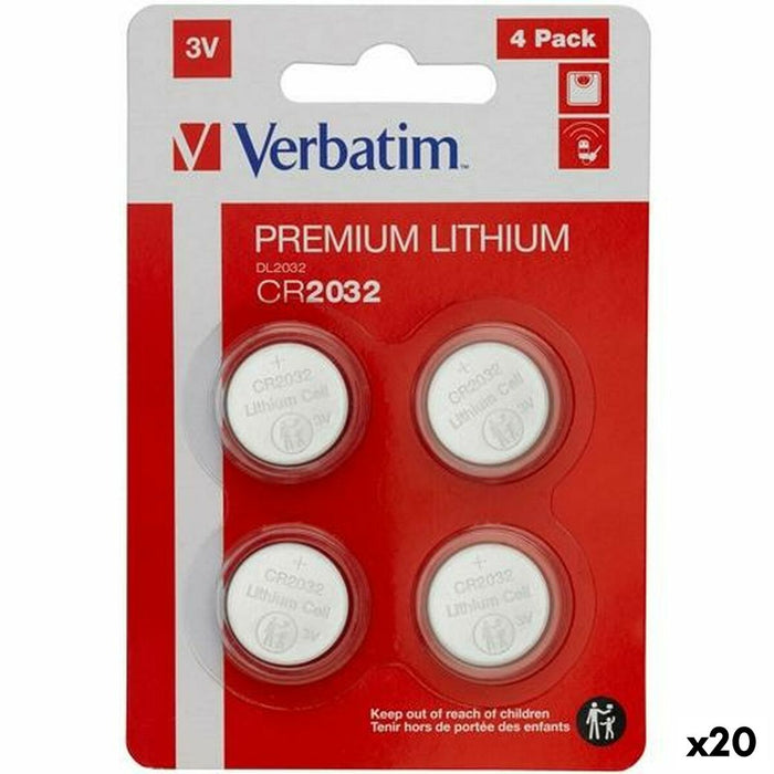 Batterijen Verbatim CR2032  4 Onderdelen 20 Stuks 3V