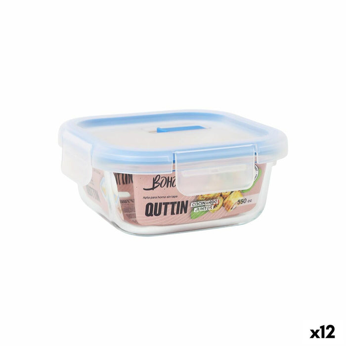 Boîte à lunch hermétique Quttin Boho Transparent 550 ml (12 Unités)