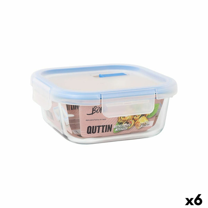 Boîte à lunch hermétique Quttin Boho Transparent 750 ml (6 Unités)