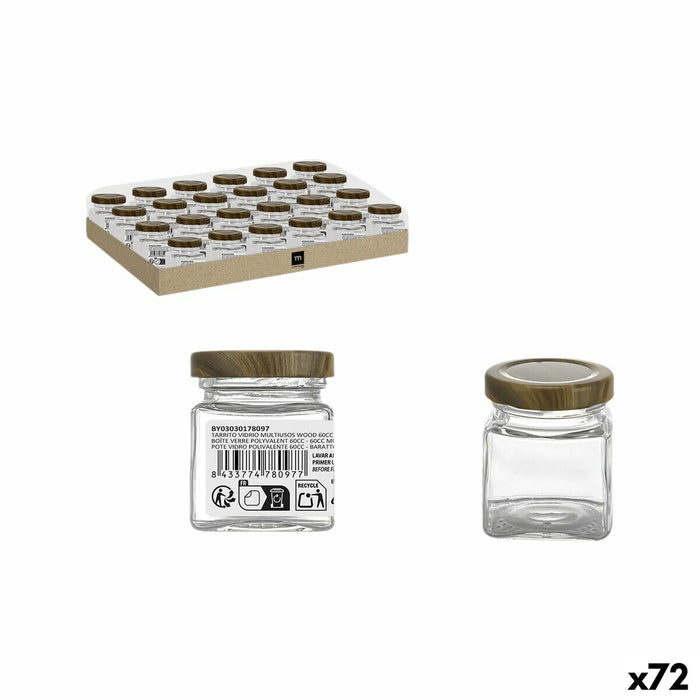 Glazen pot La Mediterránea WOOD 60 ml (72 Stuks)