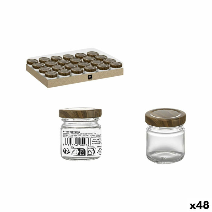 Glazen pot La Mediterránea WOOD 50 ml (48 Stuks)
