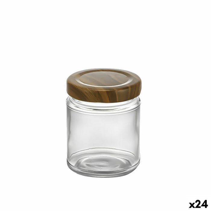 Glazen pot La Mediterránea WOOD 250 ml (24 Stuks)