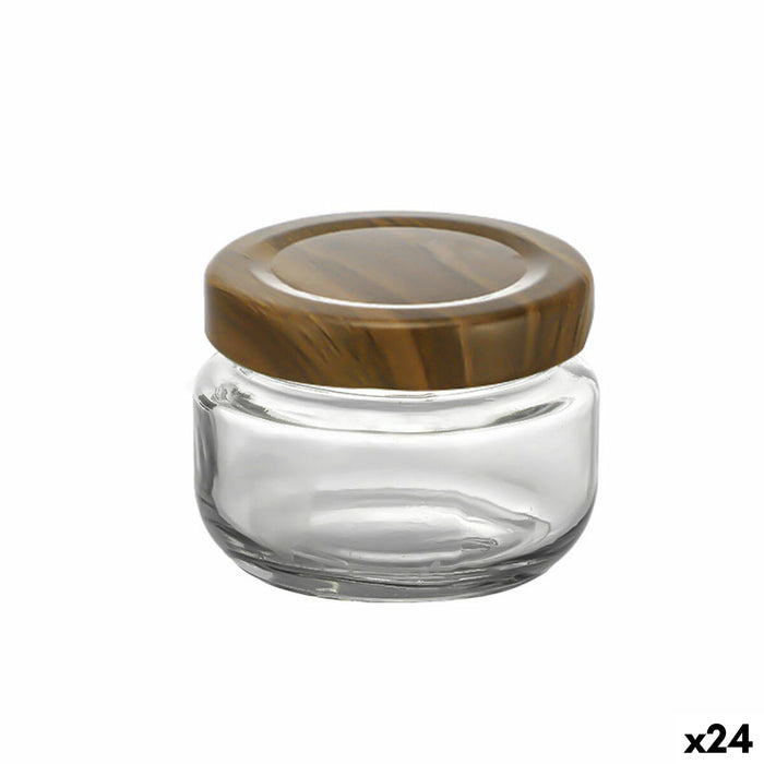 Glazen pot La Mediterránea WOOD 140 ml (24 Stuks)