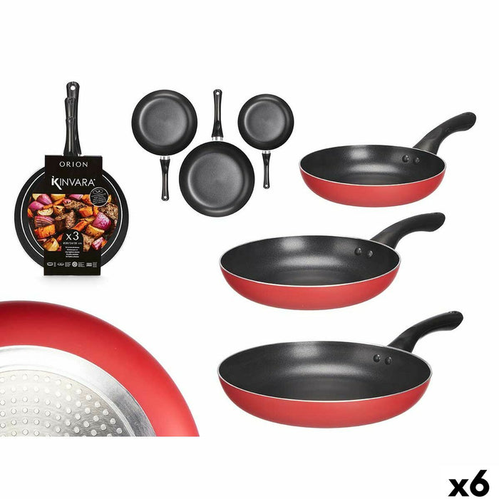 Set of pans Kinvara Black Red Aluminium Bakelite 20 x 4 cm 28 x 5 cm 24 x 4,5 cm 28,5 x 46 x 14,5 cm (6 Units)