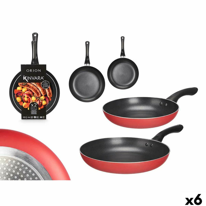 Set of pans Kinvara Black Red Aluminium Bakelite 22,5 X 4,3 cm 26 x 4,7 cm 26,5 x 44 x 8,5 cm (6 Units)
