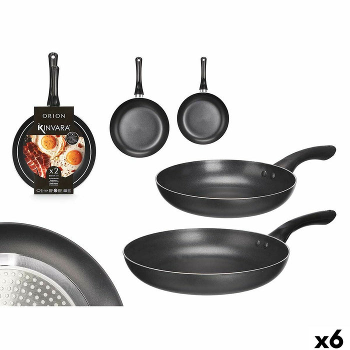 Set of pans Kinvara Black Aluminium Bakelite 22,5 X 4,3 cm 26,4 x 4,7 cm 26,5 x 44 x 8,5 cm (6 Units)