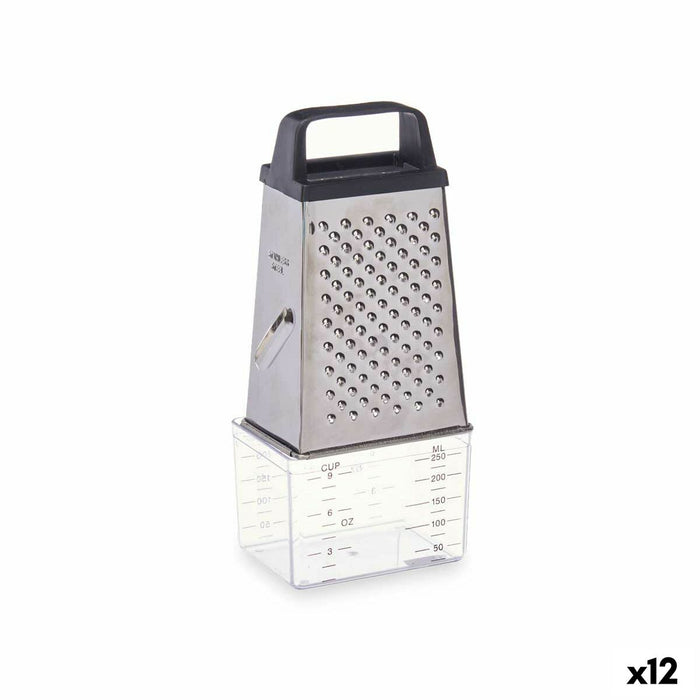 Rasp met container Kinvara Transparant Zilverkleurig Roestvrij staal Polypropyleen polyestyreen 9 x 6,7 x 20,5 cm (12 Stuks)