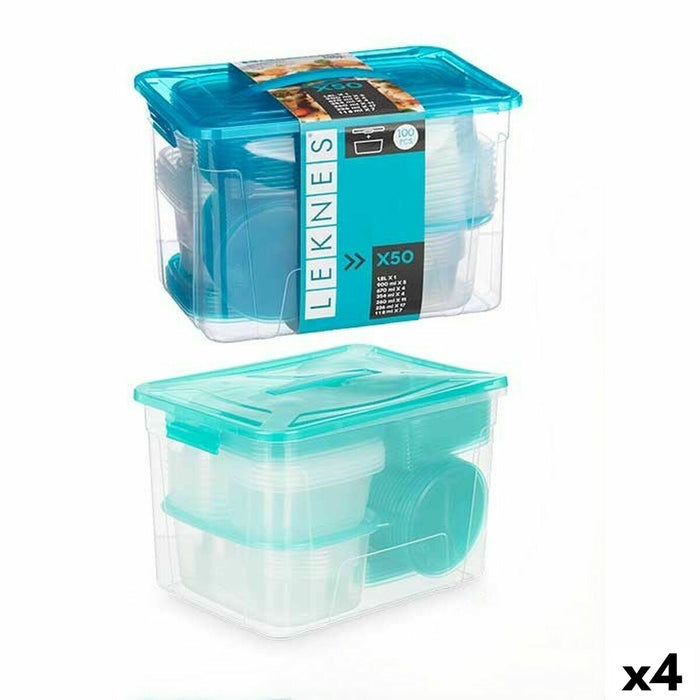 Ensemble de Boîtes à Lunch Leknes Bleu Vert polypropylène 50 Pièces (4 Unités)