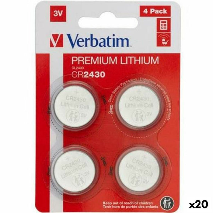 Lithium Knoopcelbatterijen Verbatim 3 V CR2430 4 Onderdelen (20 Stuks)